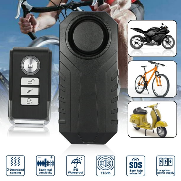 Remote Control Included 113db Super Loud and Waterproof Bicycle Alarm Wireless Anti-Theft Burglar Security Alarm for Bike Motorcycle Car Mobility Scooter Vehicles 